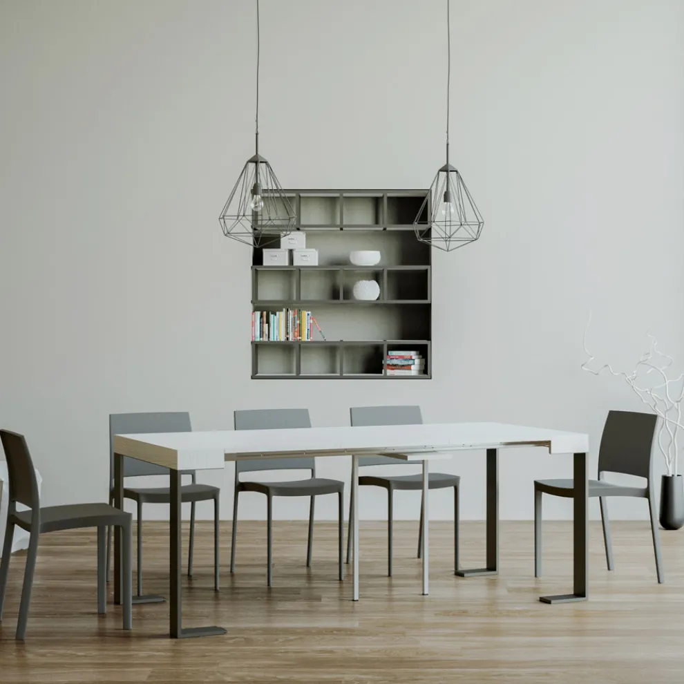 Ausziehbare Konsole bis 300 cm mit anthrazitfarbenem Rahmen, hergestellt in Italien – Giant