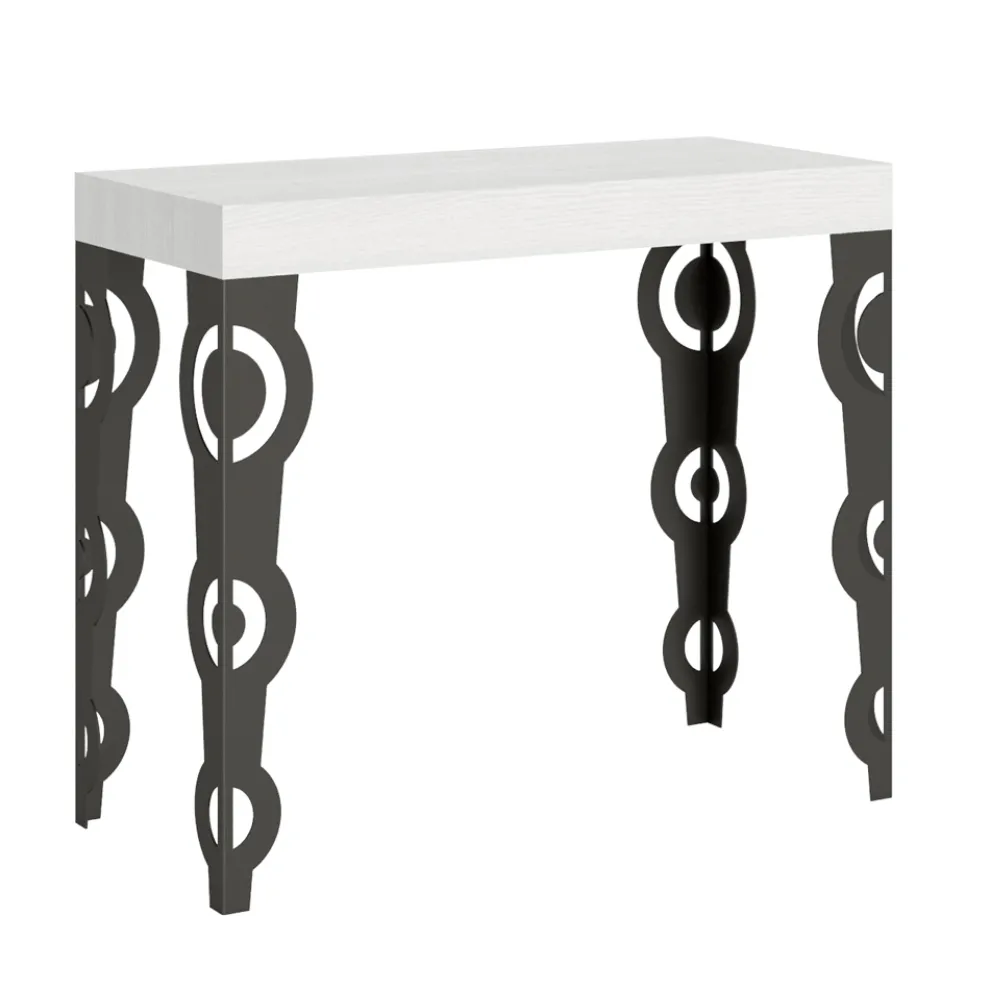 Ausziehbare Konsole mit modernen Eisenbeinen, hergestellt in Italien – Palazzo