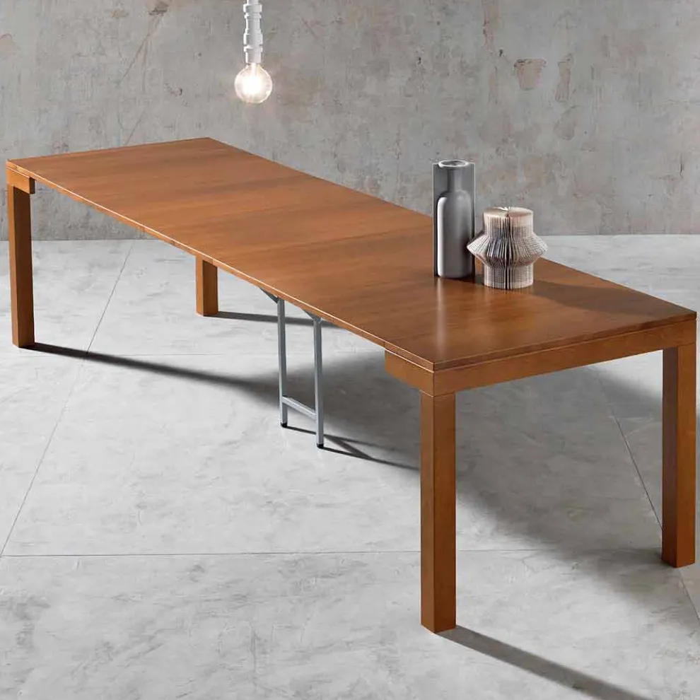 Ausziehbare Konsole mit bis zu 12 Sitzplätzen aus Walnussholz Made in Italy - Picchia