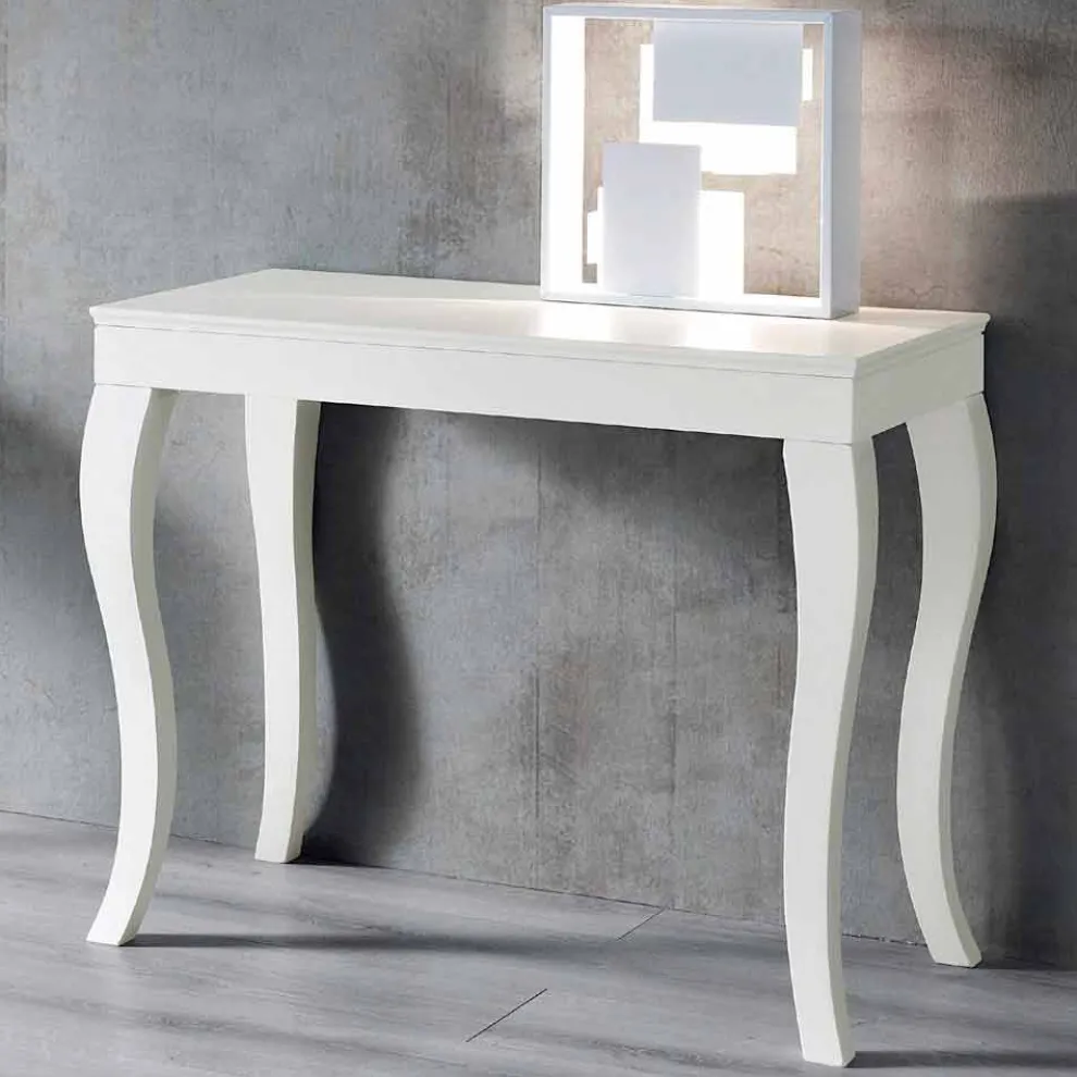 Ausziehbare Konsole aus grau grau lackiertem Eschenholz - Specht