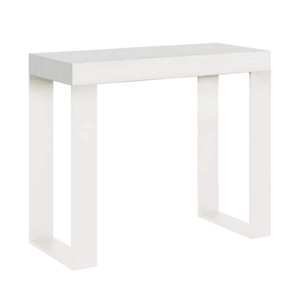 Ausziehbare Konsole bis 300 cm mit weißem Rahmen, hergestellt in Italien – Tesoro