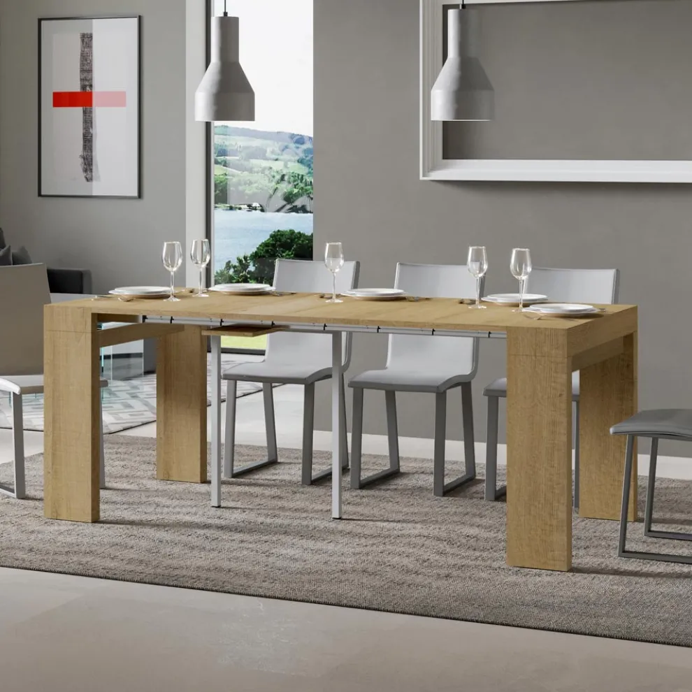 Ausziehbare Konsole auf 300 cm mit 2-Bein-Unterstützung, hergestellt in Italien – Phantom