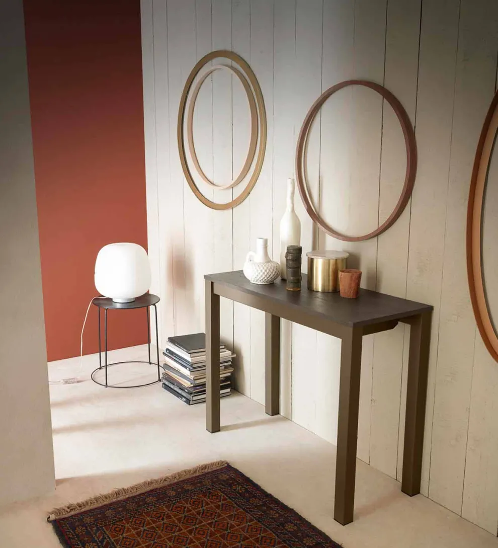 Ausziehbare moderne Tischkonsole aus Eichenholz und Metall Made in Italy - Nappo