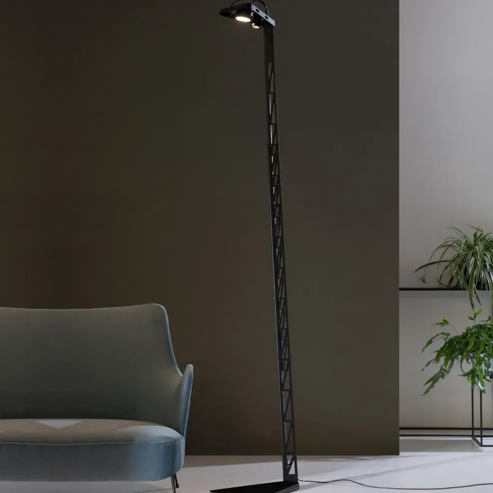 Ausziehbare Stehlampe Aluminium Mattschwarzes Leiterdesign - Watchful