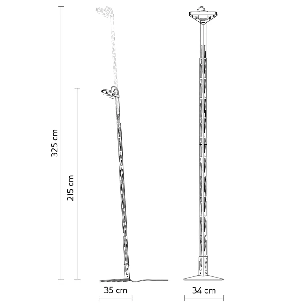 Ausziehbare Stehlampe Aluminium Mattschwarzes Leiterdesign - Watchful