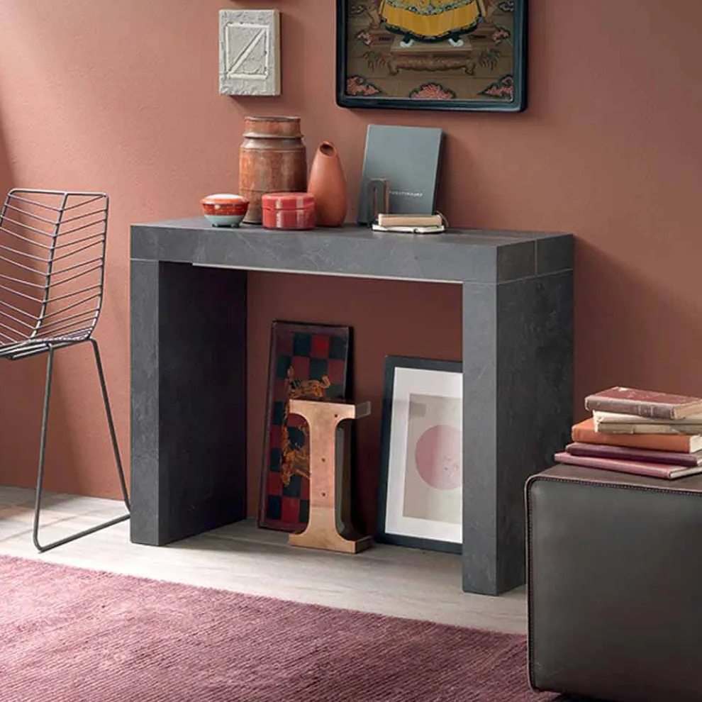 Ausziehbare Tischkonsole Bis zu 290 cm mit Holzplatte Made in Italy - Seregno