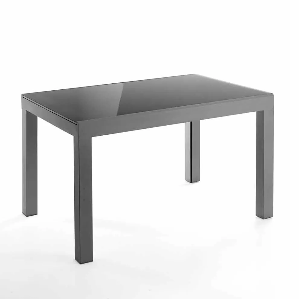 Ausziehbarer Designtisch aus Glas und Metall - Guerriero