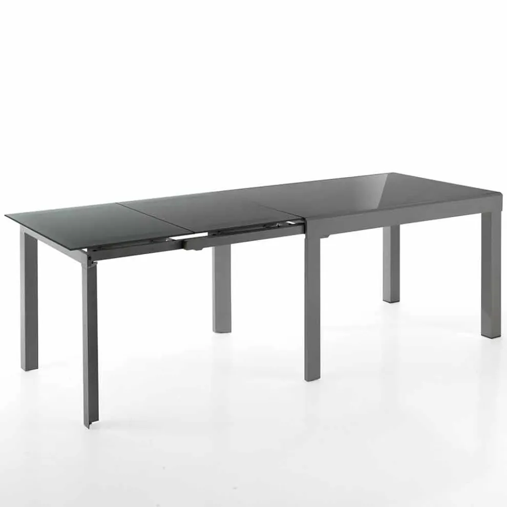 Ausziehbarer Designtisch aus Glas und Metall - Guerriero