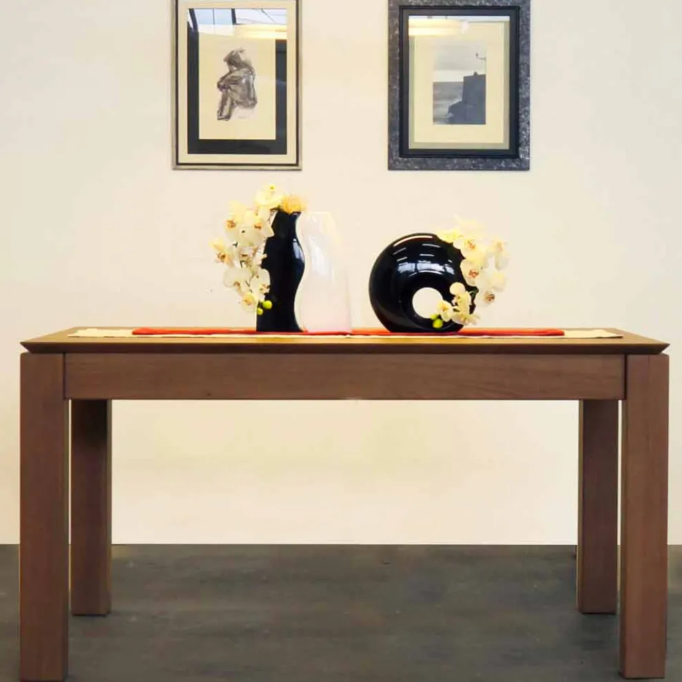 Ausziehbarer Designtisch aus massiver Eiche, hergestellt in Italien, Frank