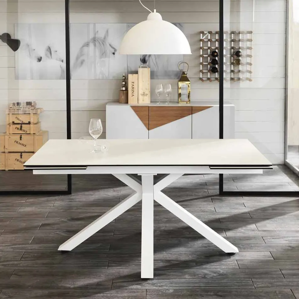 Ausziehbarer Esstisch aus Glaskeramik, L160 / 240 P90 cm - Bacco