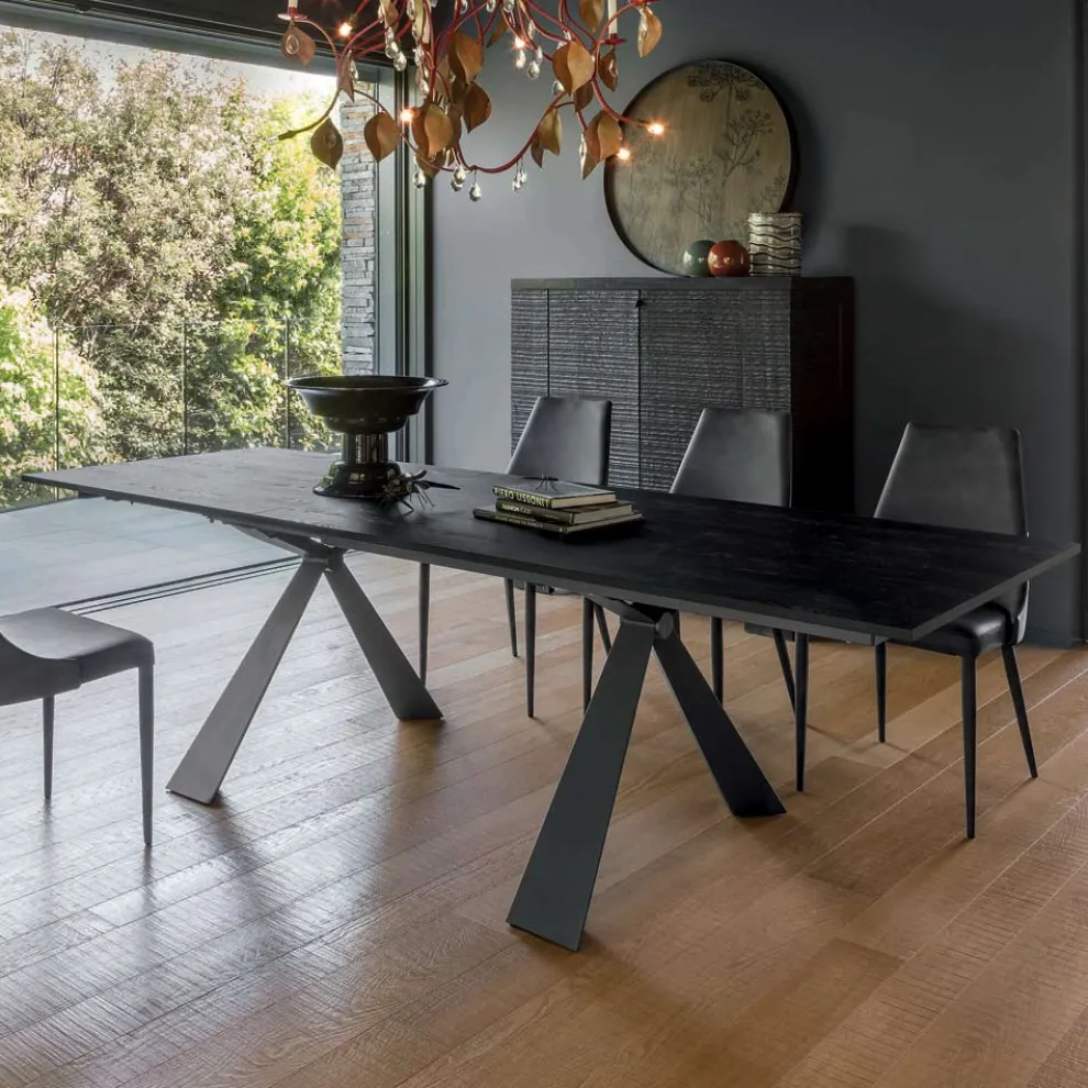 Ausziehbarer Esstisch bis 298 cm aus Melamin Made in Italy - Fedemo