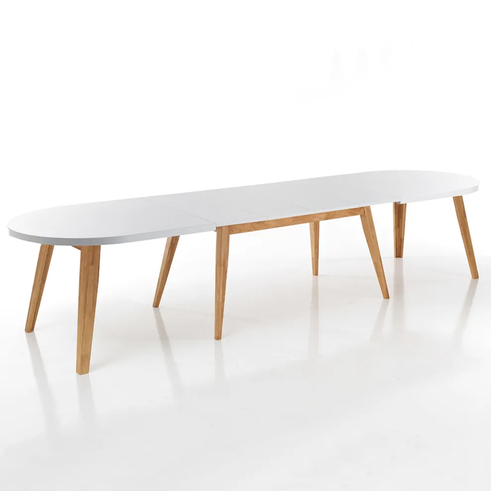 Ausziehbarer Esstisch bis 300 cm aus Mdf und Massivholz - Fedora