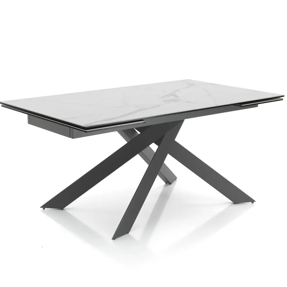 Ausziehbarer Esstisch bis 240 cm in Keramik und Stahl - Relief