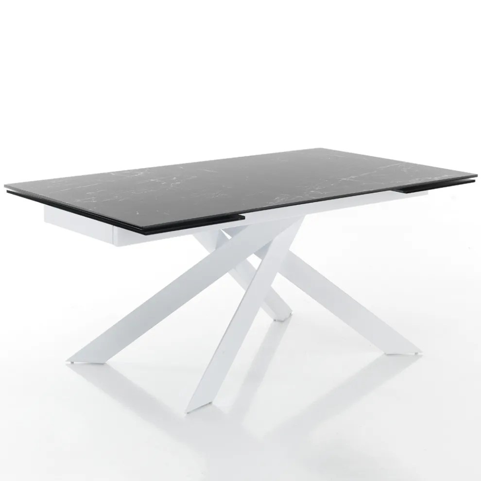 Ausziehbarer Esstisch bis 240 cm in Keramik und Stahl - Relief