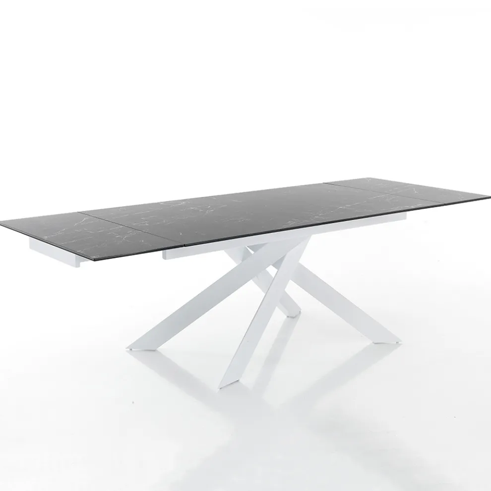 Ausziehbarer Esstisch bis 240 cm in Keramik und Stahl - Relief