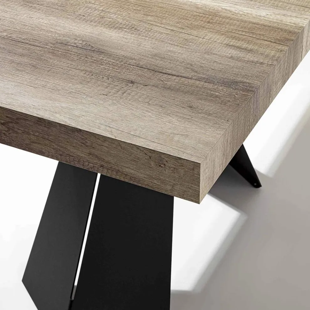 Ausziehbarer Esstisch Bis zu 220 cm mit Melaminholzplatte - Amiro