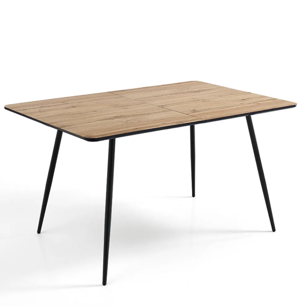 Ausziehbarer Esstisch Bis zu 160 cm aus Mdf und schwarzem Metall - Crumiro