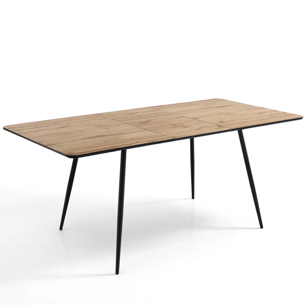 Ausziehbarer Esstisch Bis zu 160 cm aus Mdf und schwarzem Metall - Crumiro