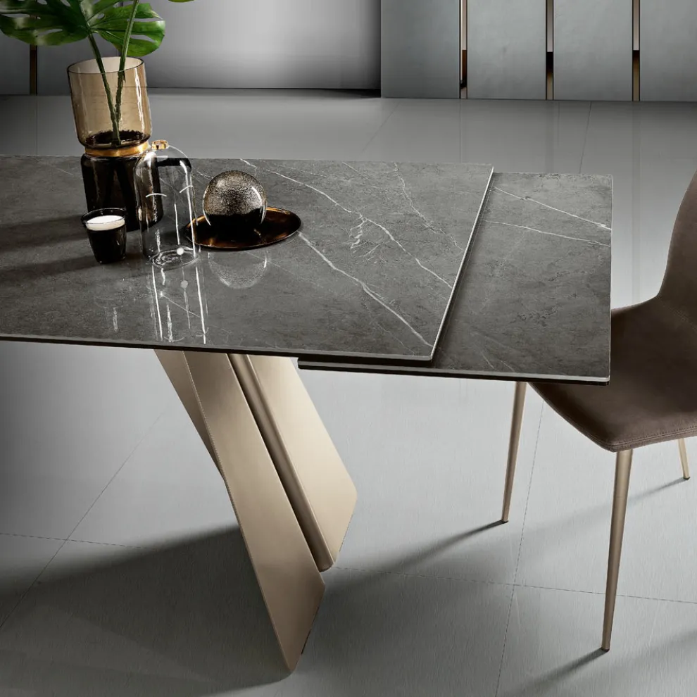 Ausziehbarer Esstisch aus Metall und Glaskeramik Made in Italy - Circe