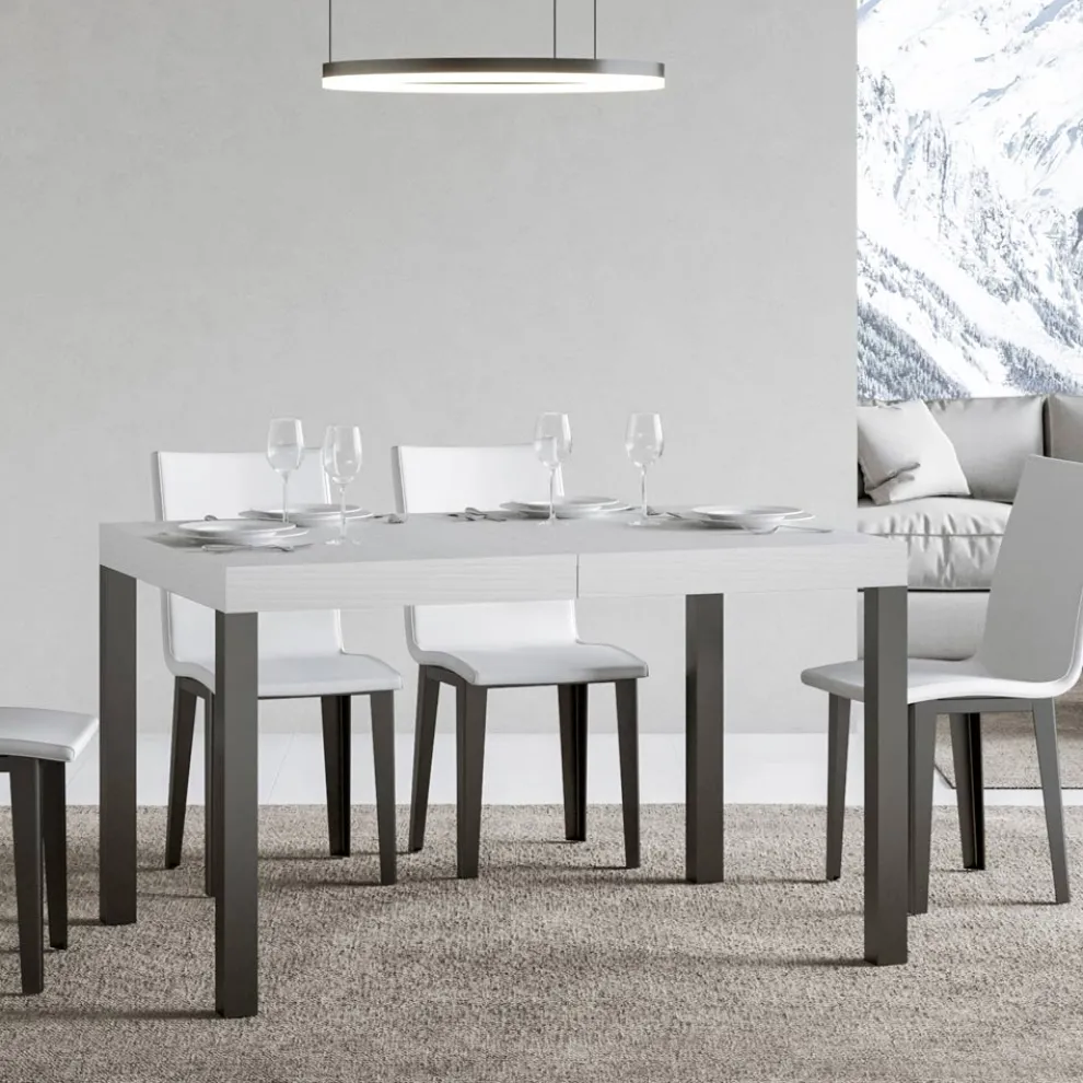 Ausziehbarer Esstisch bis 440 cm aus Holz und Eisen, hergestellt in Italien – Foxy