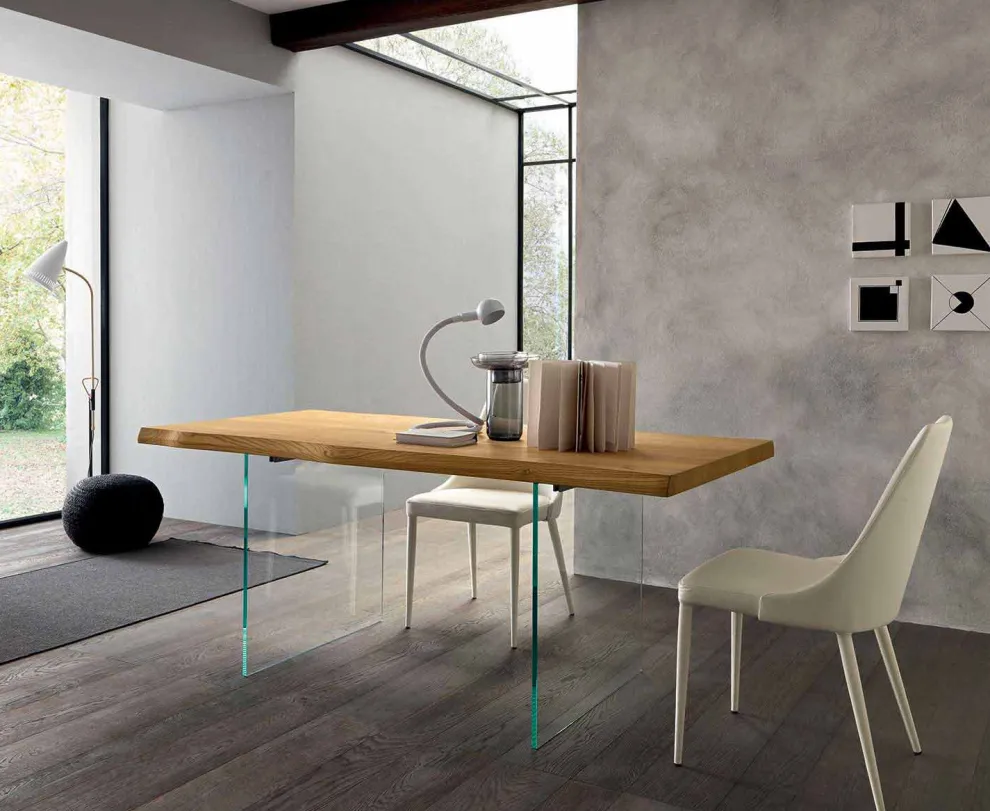 Ausziehbarer Esstisch Bis zu 280 cm aus Holz und Glas Made in Italy - Focus