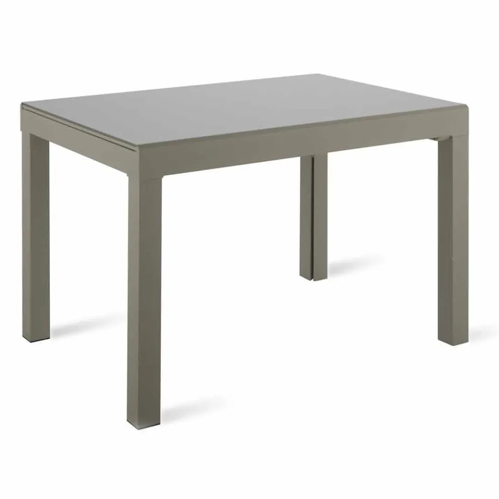 Ausziehbarer Esstisch Bis zu 350 cm in Glas, Melamin und Metall - Meryl