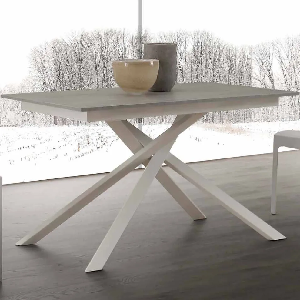 Ausziehbarer Esstisch bis 190 cm aus Holz mit einer Kreuzstruktur Lecce