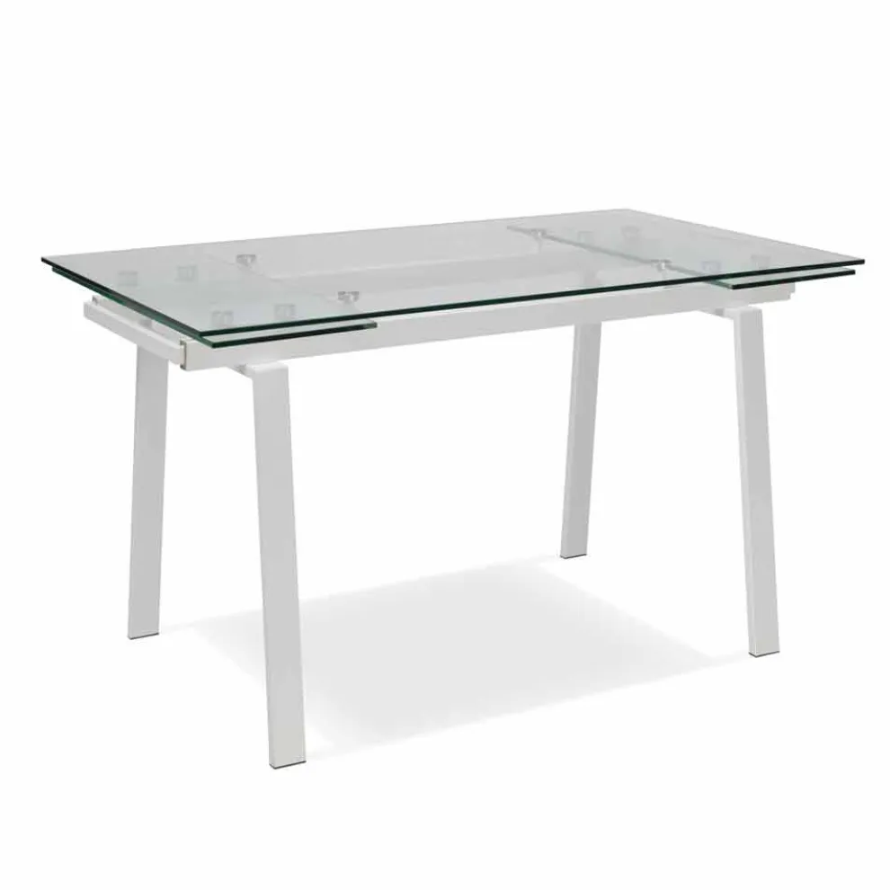Ausziehbarer Esstisch aus Glas, L 140 / 200x P 80 cm - Nardo