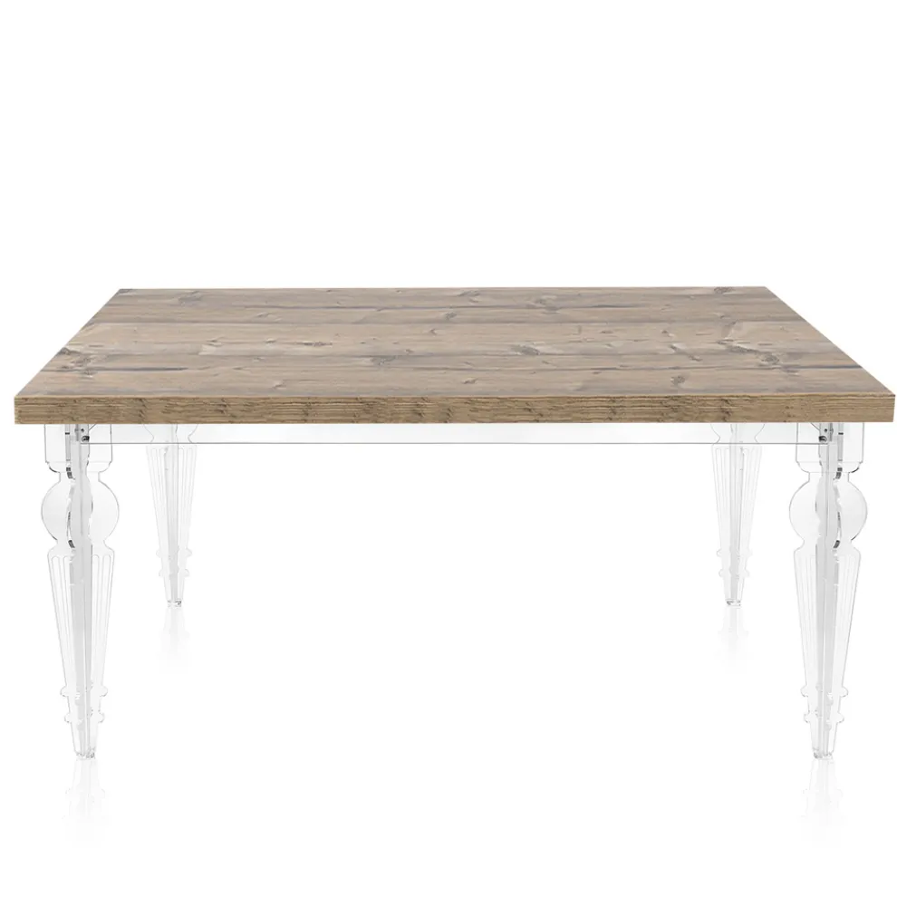 Ausziehbarer Esstisch bis 255 cm aus Plexiglas und Holz Made in Italy - Francoise