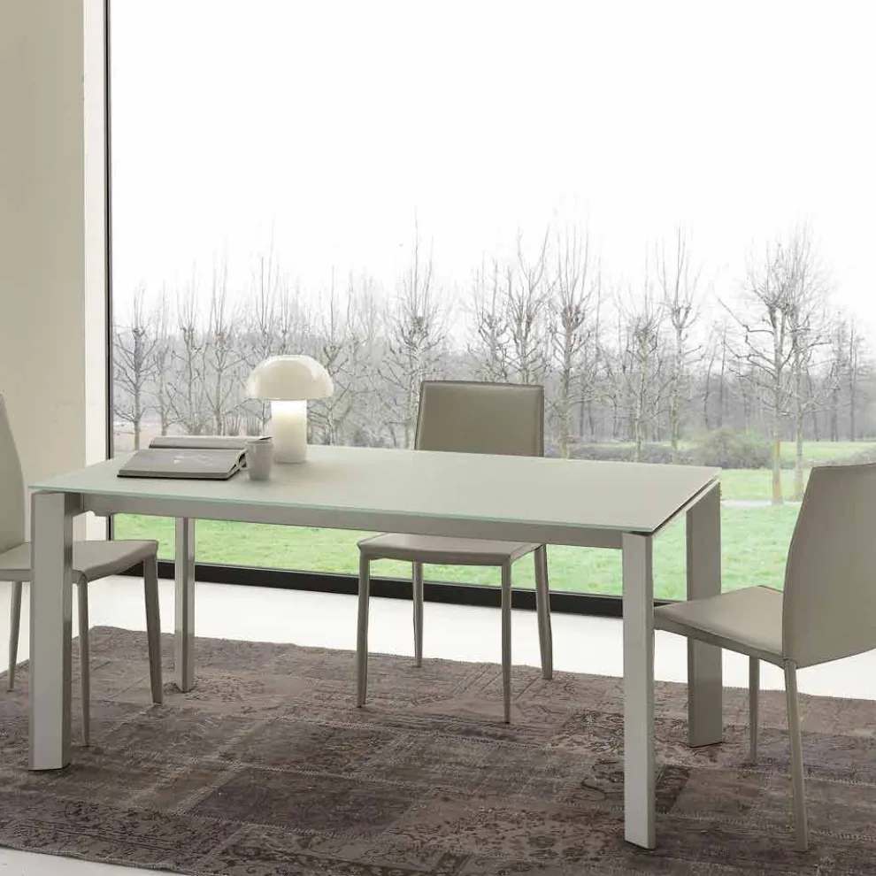 Ausziehbarer Esstisch mit gehärteter Glastischplatte - Faleria