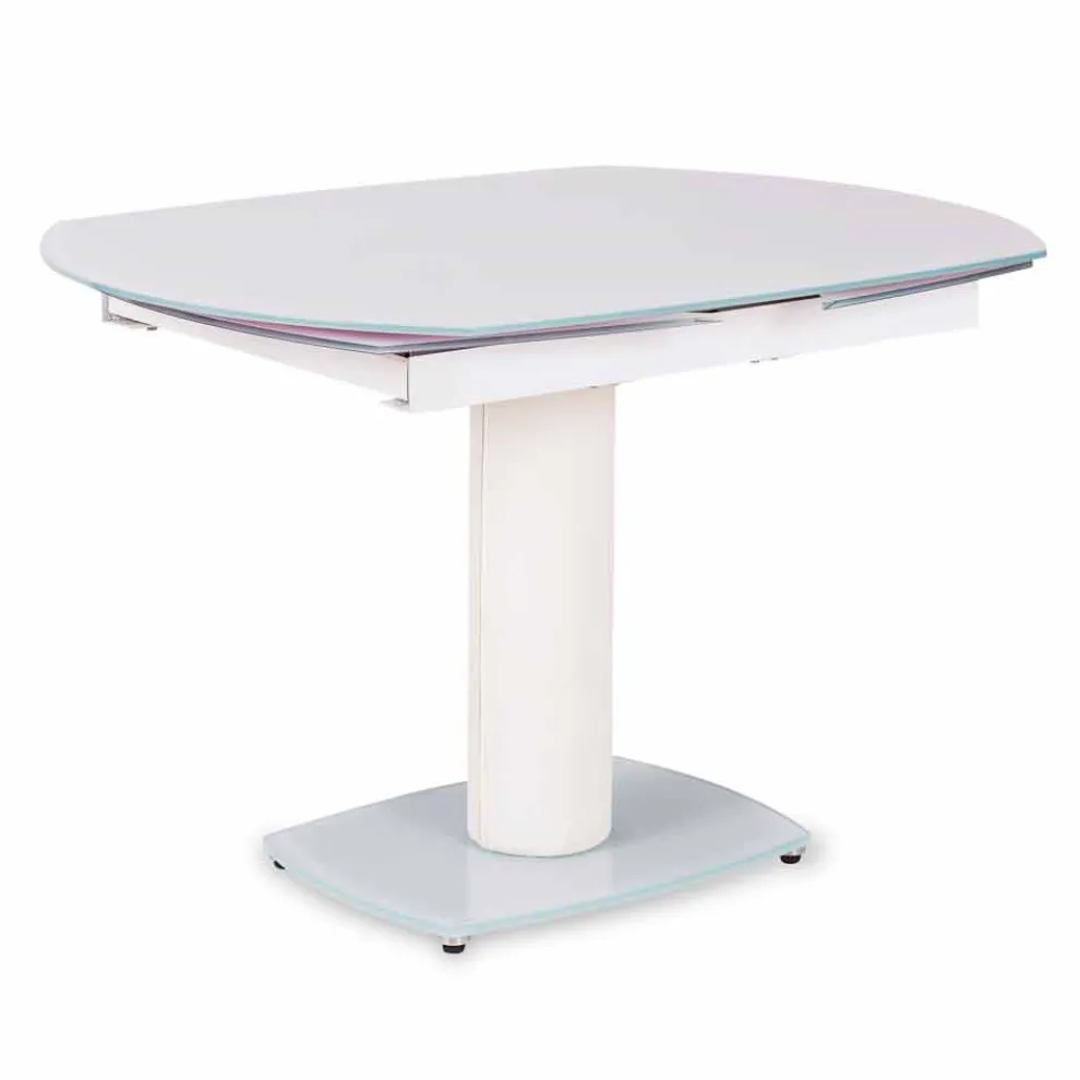 Ausziehbarer Esstisch aus Glas und Kunstleder, L120 / 180xP90 cm - Lelia