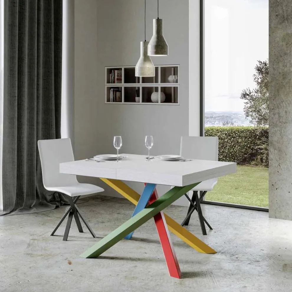 Ausziehbarer Esstisch bis 440 cm, Holzplatte, hergestellt in Italien – Boan