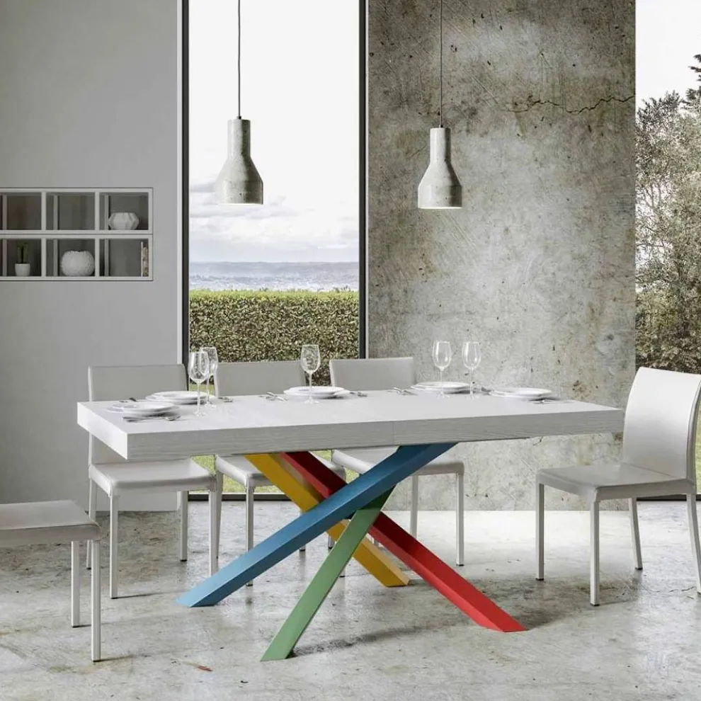 Ausziehbarer Esstisch bis 440 cm, Holzplatte, hergestellt in Italien – Boan