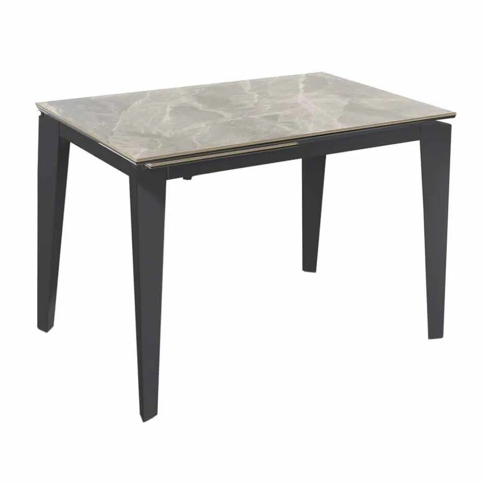 Ausziehbarer Esstisch Bis zu 170 cm in modernem Metall und Keramik - Syrta