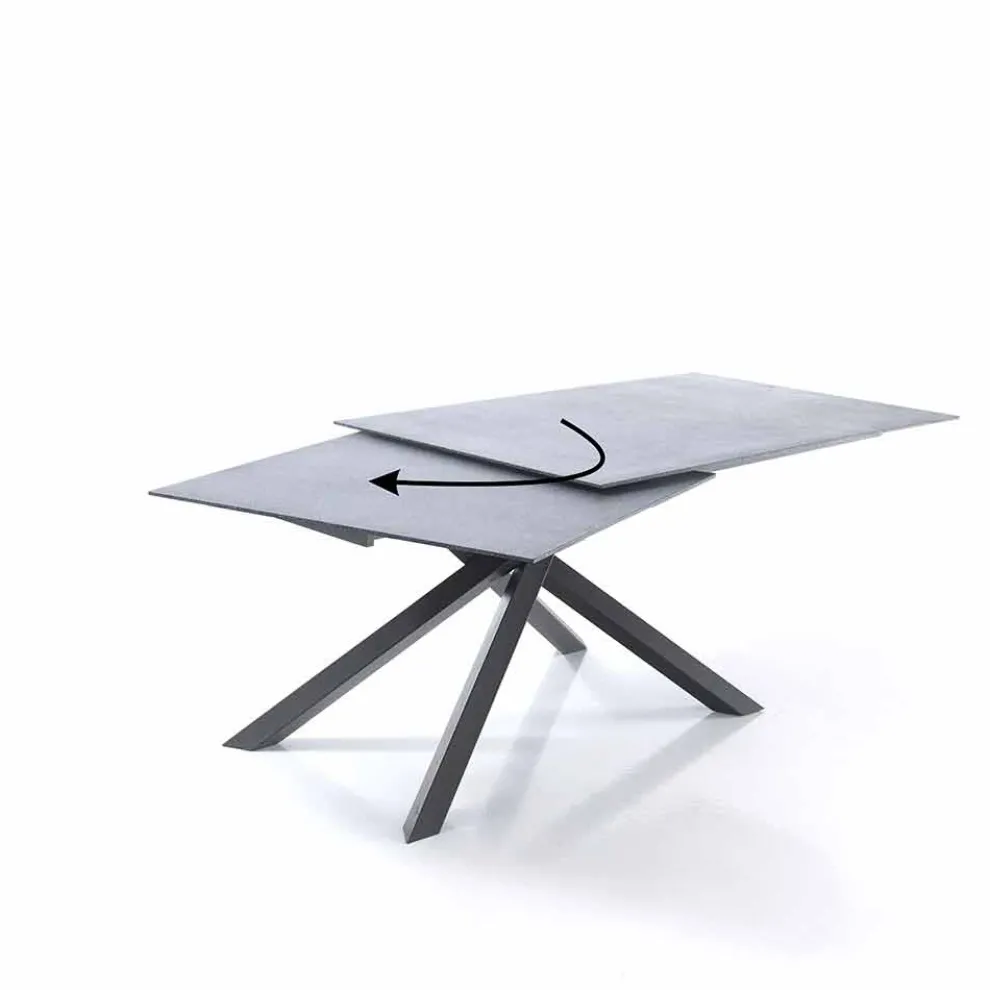 ausziehbarer Esstisch aus Glas und Metall - Tristano