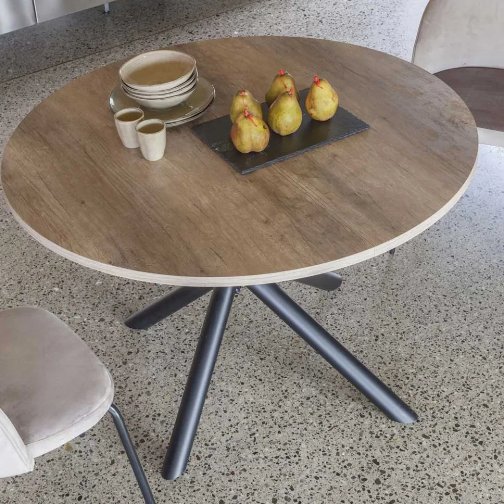 Ausziehbarer Esstisch bis 165 cm aus Stahl und Melaminholz - Venetien