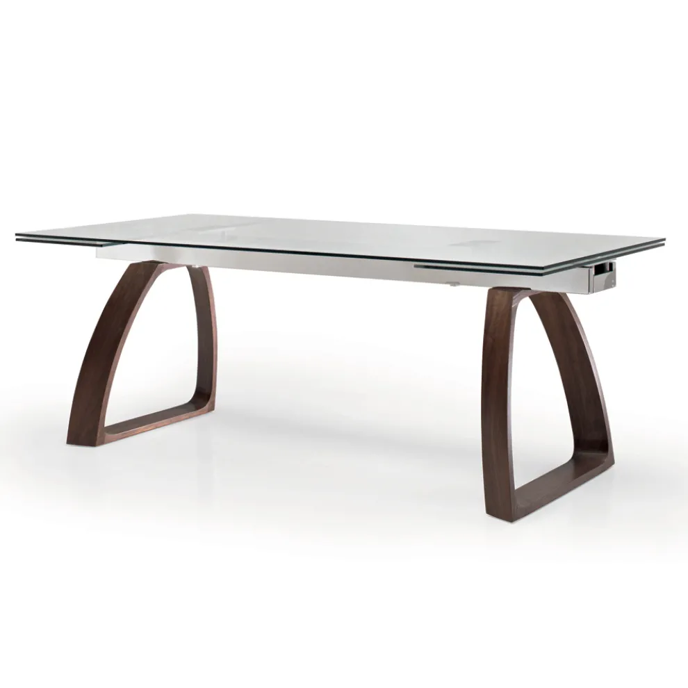 Ausziehbarer Esstisch bis 280 cm aus Glas, hergestellt in Italien – Antimo