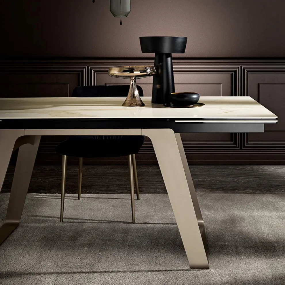 Ausziehbarer Esstisch aus Glaskeramik und Metall Made in Italy - Ania