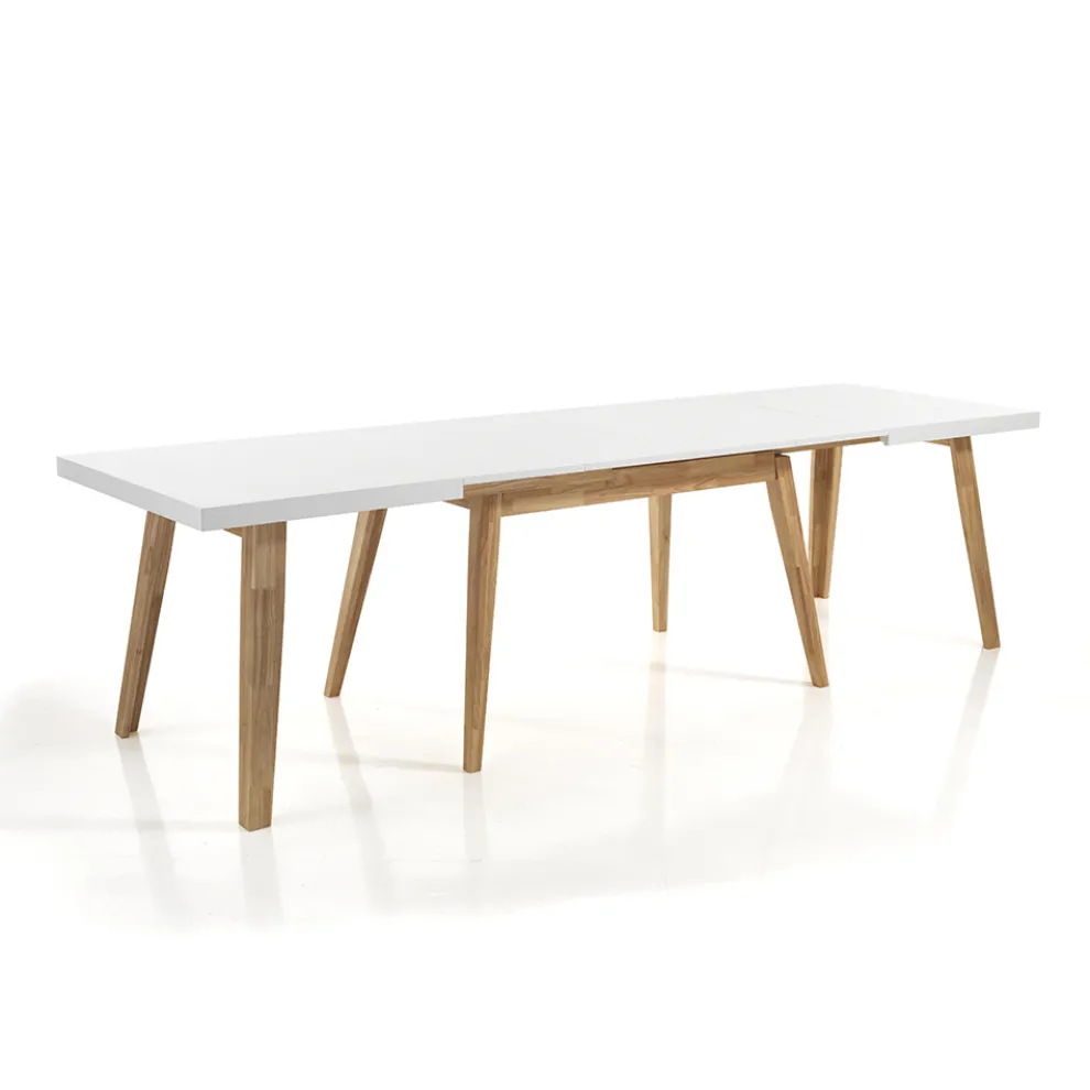 Ausziehbarer Esstisch Bis zu 270 cm aus weiß lackiertem Mdf - Fedora