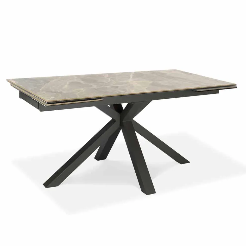 Ausziehbarer Esstisch Bis zu 240 cm in Metall und Keramik - Laryssa