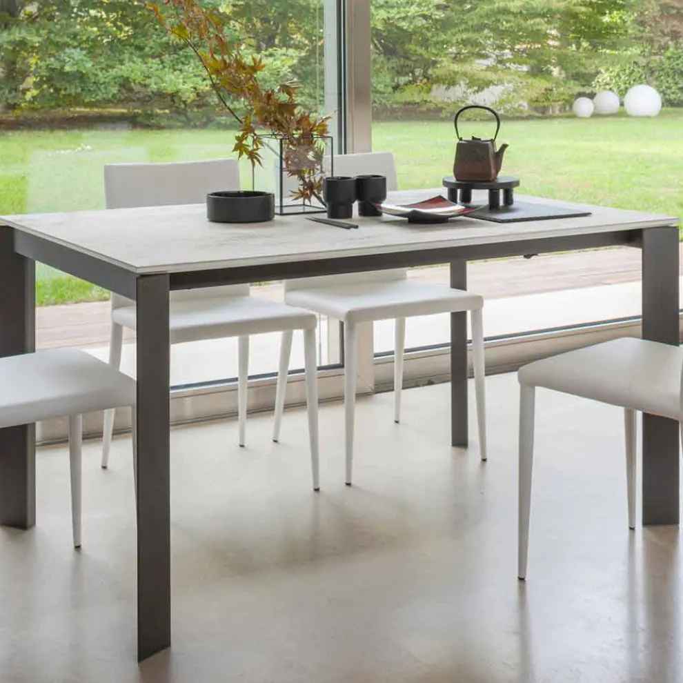 Ausziehbarer Esstisch bis 180 cm aus Keramik Made in Italy - Pitagora