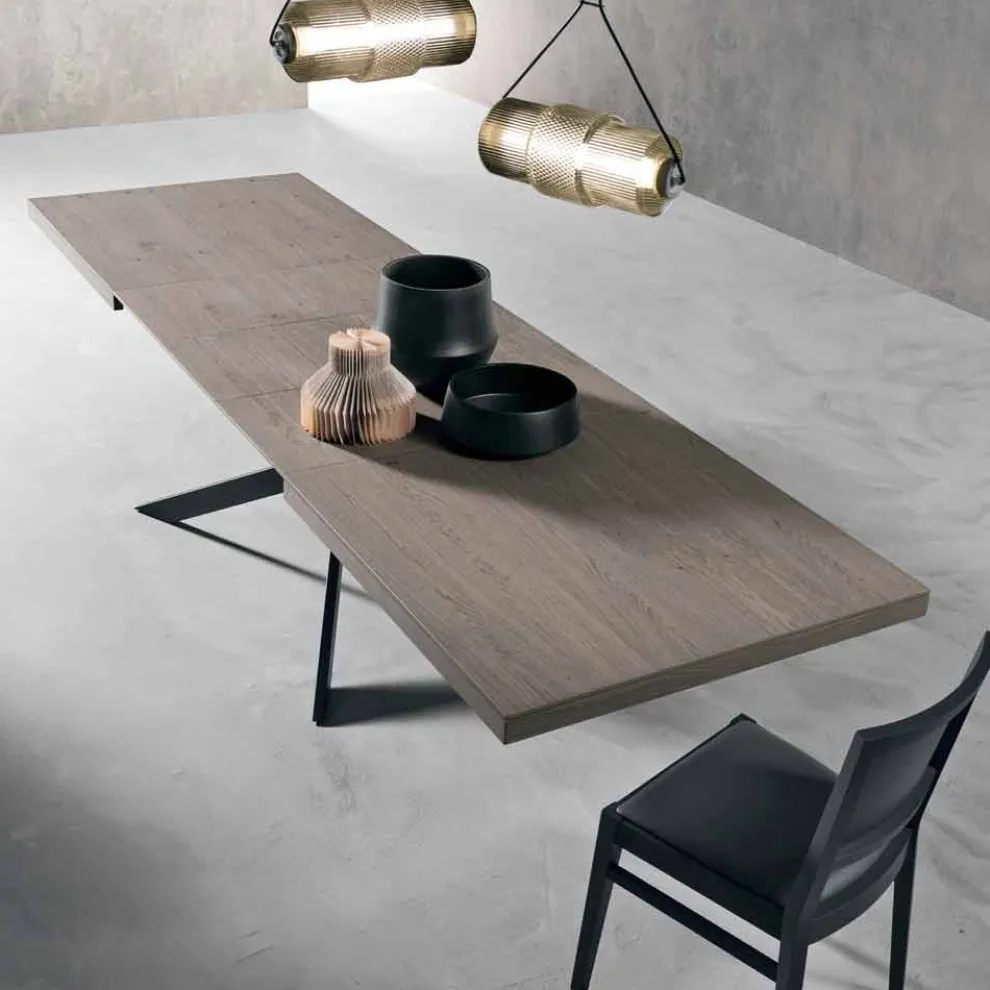 Ausziehbarer Esstisch aus Eichenholz L315 made in Italy, Oncino