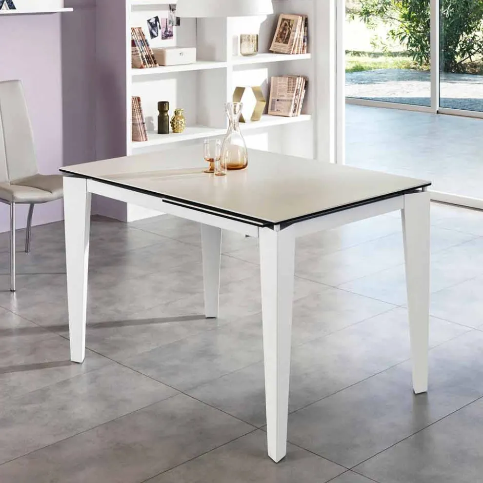 Ausziehbarer Esstisch 120 / 170xP80 aus Glaskeramik - Bino