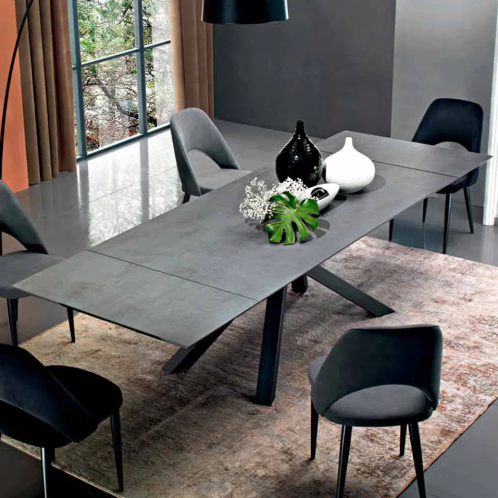 Ausziehbarer Esstisch bis 300 cm aus Laminat, hergestellt in Italien – Settimmio