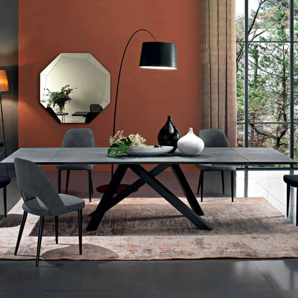 Ausziehbarer Esstisch bis 300 cm aus Laminat, hergestellt in Italien – Settimmio