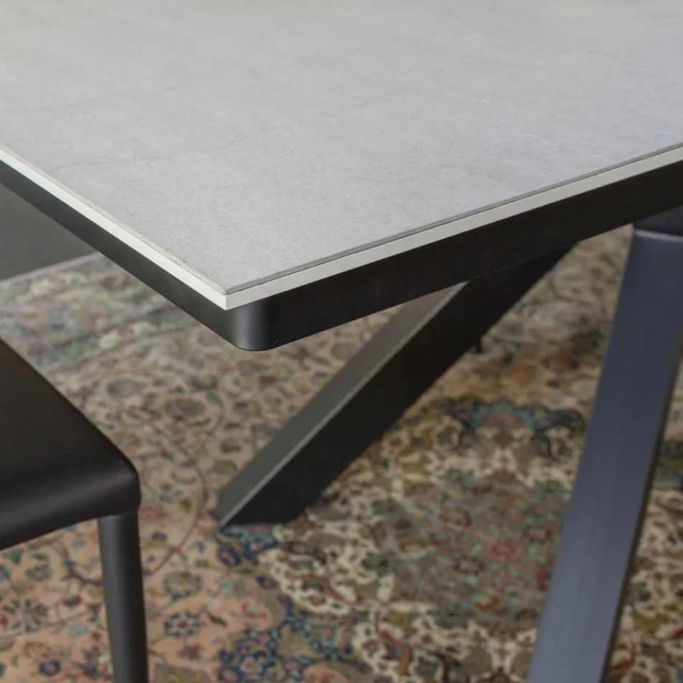 Ausziehbarer Esstisch 2,8 m mit Beinen aus Keramik und Metall - Paoluccio