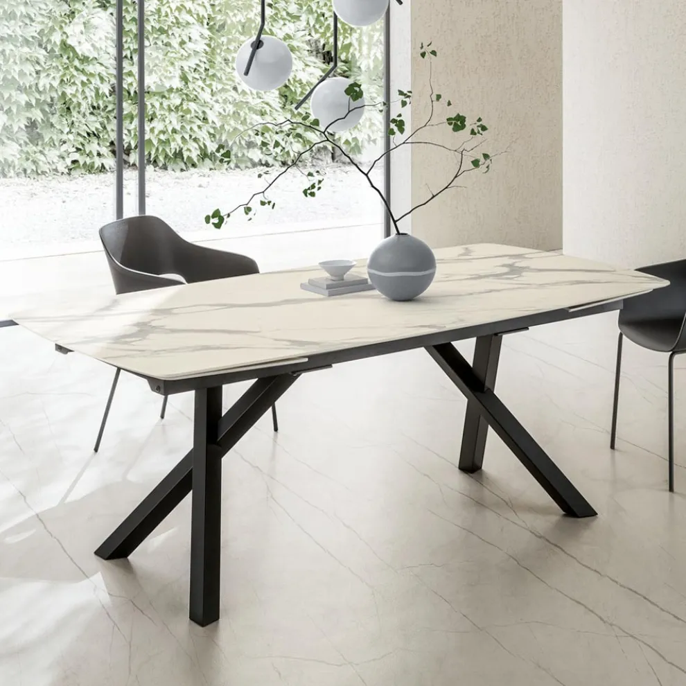 Ausziehbarer Fasstisch auf 240 oder 280 cm aus geschichtetem HPL - Dialogo