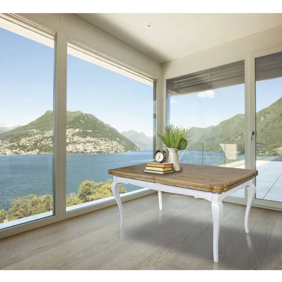 Ausziehbarer Indoor-Tisch aus Tanne mit geformten Ecken Made in Italy - Faramir