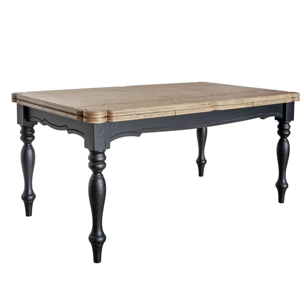 Ausziehbarer Indoor-Tisch aus Tanne mit geformten Ecken und Intarsien Made in Italy - Faramir