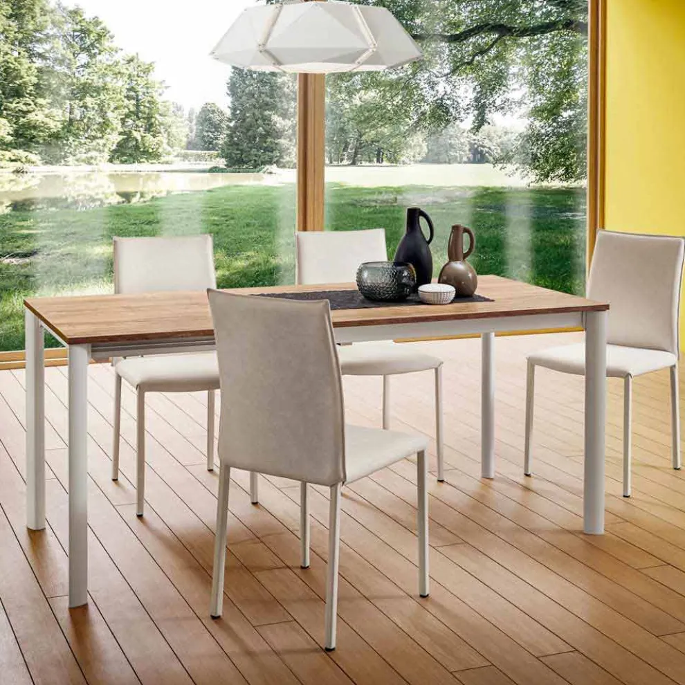 Ausziehbarer Küchentisch bis 240 cm Holzoptik Made in Italy - Maltesisch